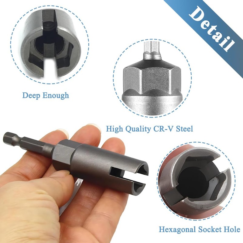 Teocpai 5PCS Deep Power Wing Nut Driver Set 10/12/14/16/18mm, 1/4''
