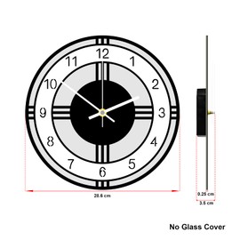 ALEENFOON Wanduhr Ohne Tickgeräusche Modern küchenuhr Runde Acryl Wanduhren für Wohnzimmer Schlafzimmer Büro Küche Badezimmer 30 cm (Schwarz-Weiß)