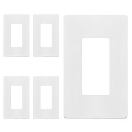 ENERLITES Screwless Decorator Wall Plate Child Safe Outlet Covers, Size 1-Gang 4.68" H x 2.93" L, Unbreakable Polycarbonate Thermoplastic, SI8831-W-5PCS, Glossy, White, 5 Pack