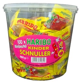 Haribo Kinder Schnuller 100Minibeutel, 1er Pack (1 x 980 g Dose)