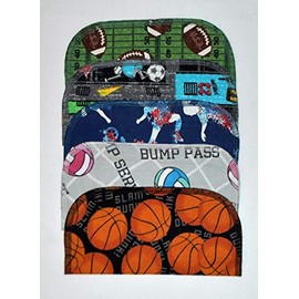 2 Ply Printed Flannel 8x8 Inches Little Wipes Set of 5 Sports Loving Fans - Proudly Made in the USA!