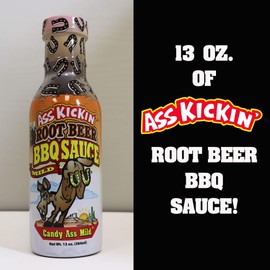 Ass Kickin' Sweet Root Beer BBQ Sauce - 13 oz. Bottle - Premium Gourmet Mild and Sweet Barbecue Sauce - Perfect for Chicken Wings on the BBQ Grill