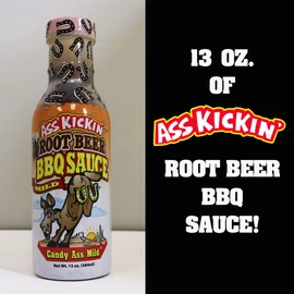 Ass Kickin' Sweet Root Beer BBQ Sauce - 13 oz. Bottle - Premium Gourmet Mild and Sweet Barbecue Sauce - Perfect for Chicken Wings on the BBQ Grill