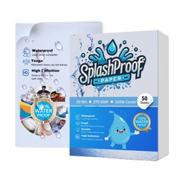 SplashProof Printer Paper - 8.5" x 11", 10 Mil Waterproof Paper, Laser Printer & Copy Machine Compatible (50 Sheets)