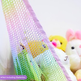 MHJY Toy Hammock Stuffed Animals Toy Storage Net with LED Light Large Corner Hanging Soft Cuddly Plush Mesh Organizer with Remote Control for Kids Nursery Bedroom