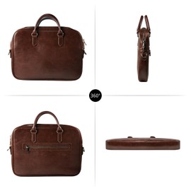 VICTORIA HYDE Brown Men's Briefcase, Men Business Bag Shoulder Handbag, 14 Inch Laptop Bag