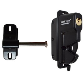 Weatherables Keystone Black Zinc Diecast Metal 1-Sided Key-Lockable Gate Latch – Heavy Duty Gate Latch with Self-Latching Gate Lock – Made for Installation on Metal, Wood & Vinyl Fences, Keyed Alike