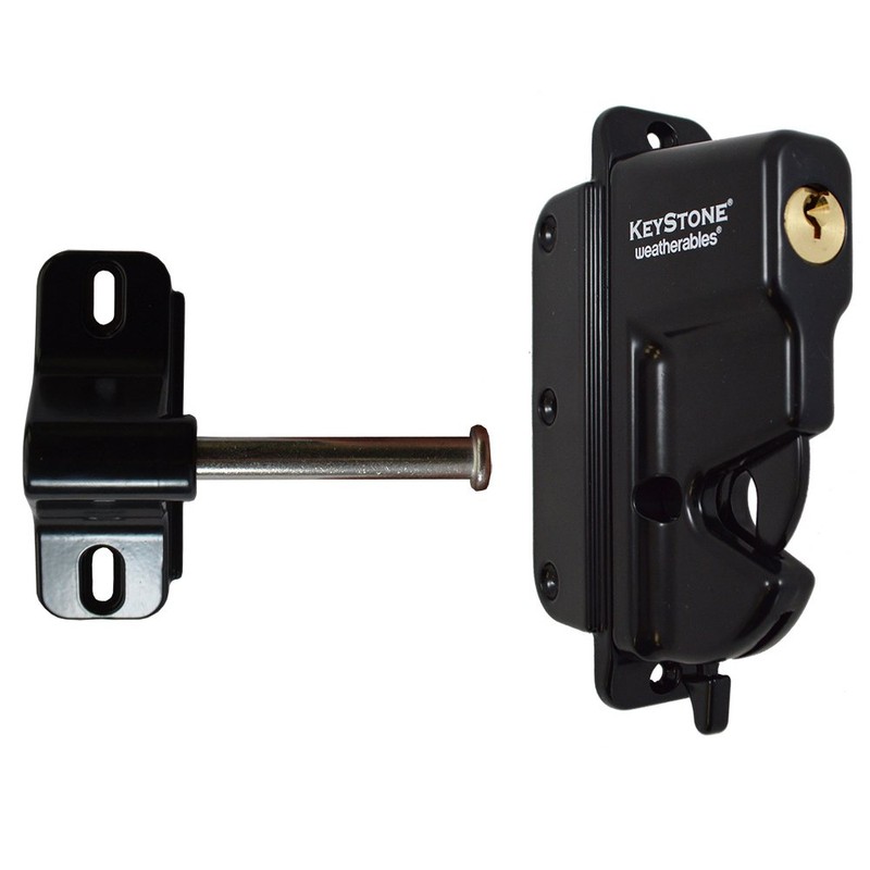 Weatherables Keystone Black Zinc Diecast Metal 1-Sided Key-Lockable Gate Latch