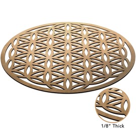 Fourth Level MFG 12" Flower of Life, Seed of Life, home decor, wooden wall art, sacred geometry art, sculpture, wall decorations, chakra banner, crystal grid (Gold)