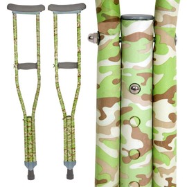 My Crutches - Crutches for Teens/Adults with Adjustable Handgrip and Length! Measures 5'10" and Up - Made of Lightweight, Durable Aluminum with Underarm Padding - Green Camo
