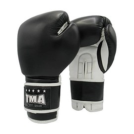 TMA Pro Style Black Training Boxing Sparring Fighting Fitness Gloves (12 OZ)