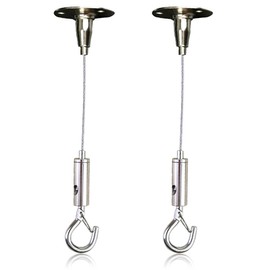 Pack of 2 Wire Rope Adjustable Steel Rope Hanging, Stainless Steel Picture Hanging Rope, Curtain Hanging, 1.5 mm Stainless Steel Rope with Loop and Hook Rope Suspension, for Curtains Pictures (1.5 m,