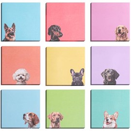 Dog Sticky Notes Set for Dog Lovers – 9 Pads 3"x3" Self-Stick Cute Notes, Kawaii Adhesive Memo Pads with Puppy Designs, Office Desk Accessories & Scho
