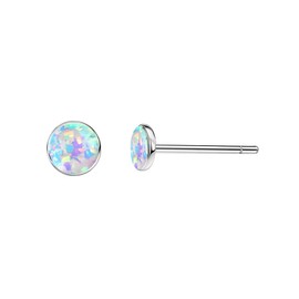Limerencia G23 Titanium Opal Stud Earrings Implant Grade Pure Titanium Hypoallergenic Earrings for Women Girls Moonstone Earrings Opal Stud Earrings for Sensitive Ears