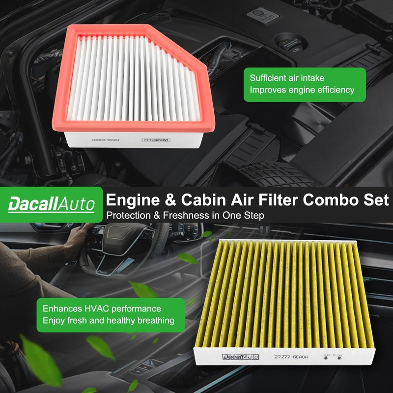 Dacall Activated Carbon Cabin & Engine Air Filter Set fit