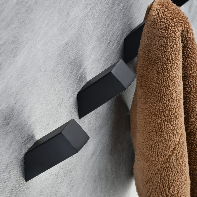 Beelee 4 Pack Black Towel Hooks for Bathroom Wall Mounted