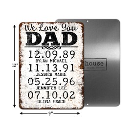 Father's Birthday Gift Kids Names DAD Metal Tin Sign