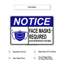 Afterprints Notice Masks Required Do Not Enter Without A Mask Health and Safety Novelty Aluminum Metal Sign 8"x12"