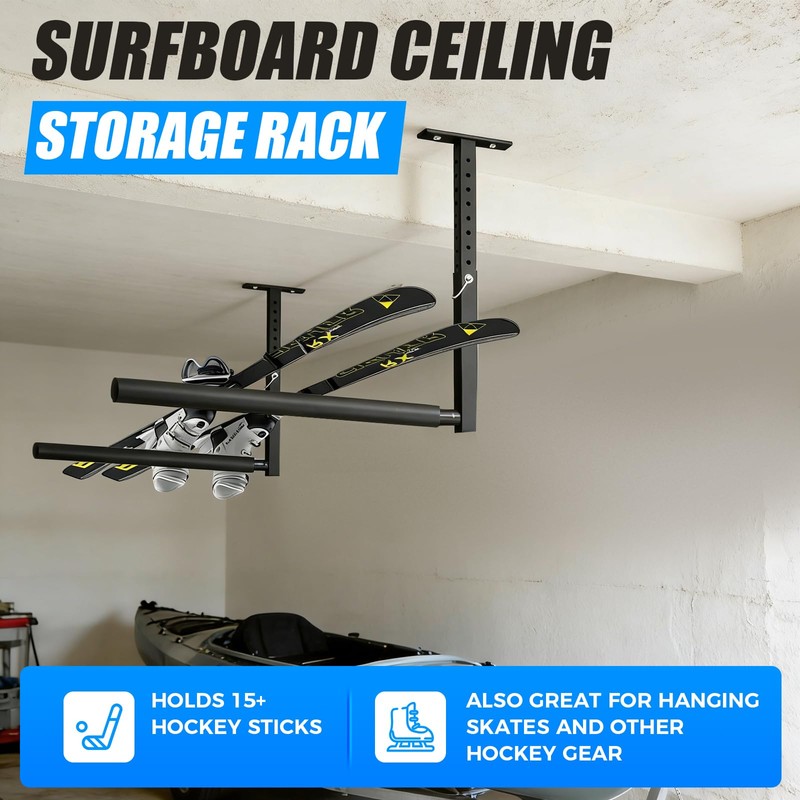 LLNYFL Stainless Steel Ceiling Storage Rack, 10"-18" Height Adjustable,Kayak Overhead