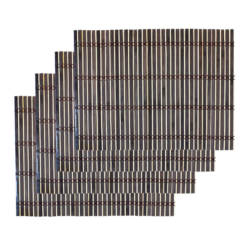 Set of 4 Bamboo Placemats, 30 x 40 cm, Brown/Beige