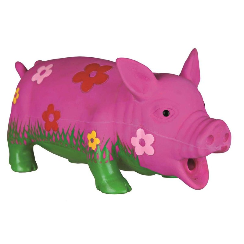 Trixie Schwein mit Blumen & Tierstimme Latex 20 cm