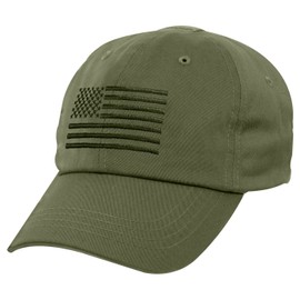 Rothco Tactical Operator Cap with Embroidered US Flag - Adjustable Patriotic American Flag Baseball Cap - Olive Drab