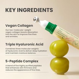 AXIS-Y - Suero de colágeno vegano para ojos con triple ácido hialurónico y complejo de 5 péptidos - Cuidado de las arrugas, reducción de líneas finas, iluminador - Cuidado de la piel coreano vegano y libre