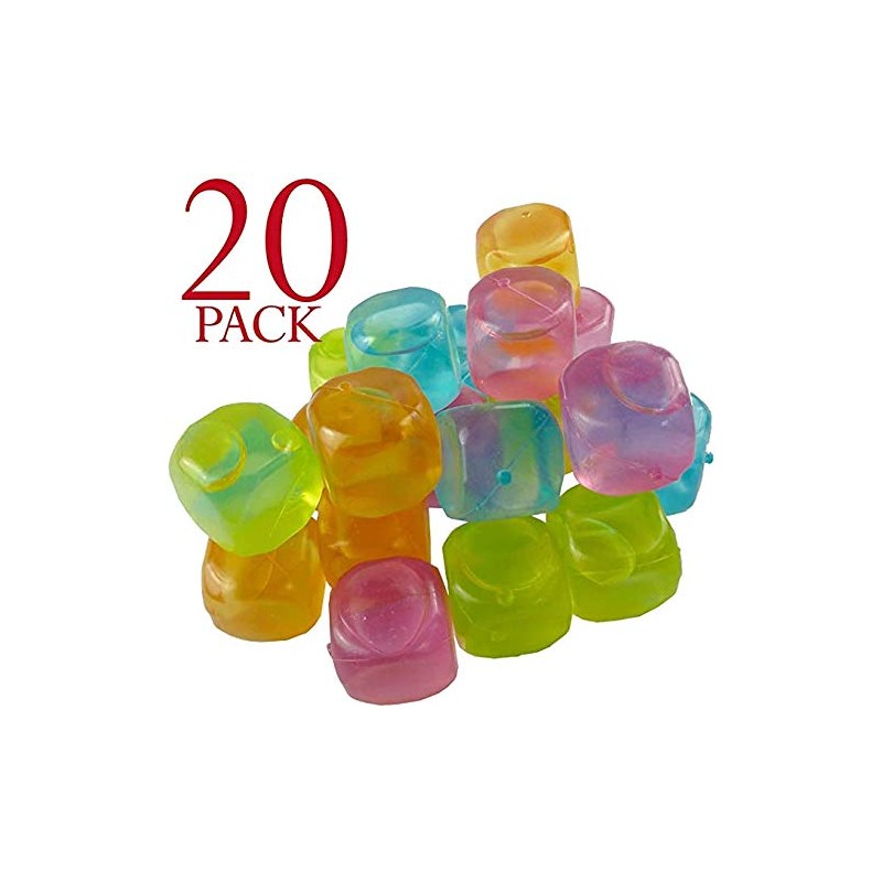 eMkay® 20 Pcs PLASTIC REUSABLE WASHABLE SQUARE ICE CUBES MULTICOLOUR