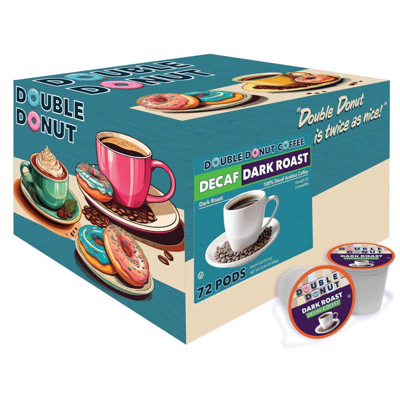 Double Donut Decaf Extra Bold Blend Dark Coffee pods, Dark