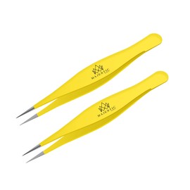 Majestic Bombay Fine Point Tweezers for Women and Men – Splinter Ticks, Facial, Brow and Ingrown Hair Removal–Sharp, Needle Nose, Surgical Tweezers Precision Pluckers best tweezers for chin hair