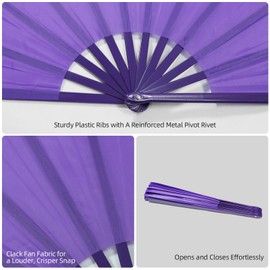 Boots on The Ground Hand Fans for Line Dancing, Large Clacking Folding Hand Fans for Women Foldable for Dancing, Perfect for Dance Performances, Weddings, Parties, Cosplay, Festivals (Purple-4PCS)