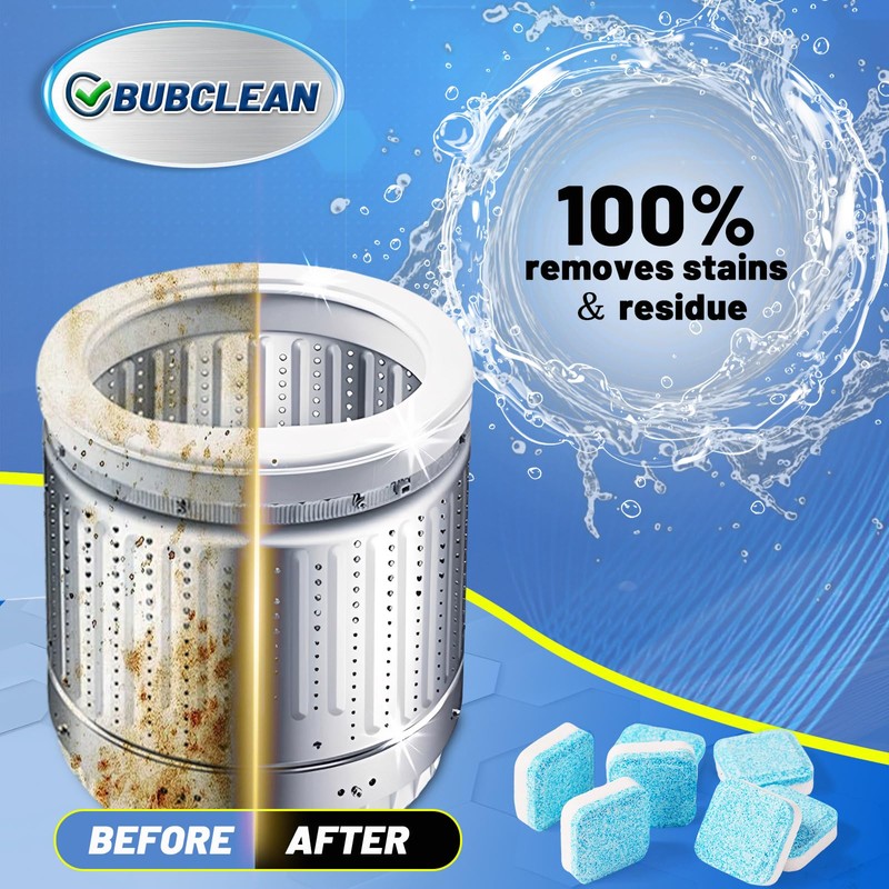 BUBCLEAN 24 pack Washing Machine Cleaner Descaler, Deep Cleaning Tablets