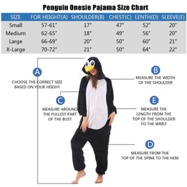 WAFUNNE Animal Onesies Pajamas Adult Costumes One Piece for Men Women Unisex Teens Penguin S