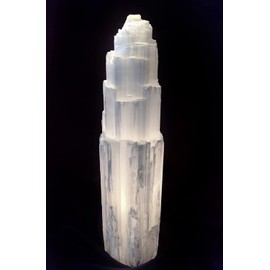 14" Selenite Tower Lamp XL White Natural Crystal Lamp Calming Healing Light Extra Large Crystal LED Cord - Handmade by mmCrystals™