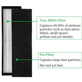 I clean Filter C Replacement Guardian FLT5250PT, Hepa Filter for FLT5000/FLT5111Series Air Purifiers AC5000, AC5000E, AC5350B, AC5300B Series(2 Pcs Hepa Filter C&6 Pcs Carbon Pre Filters