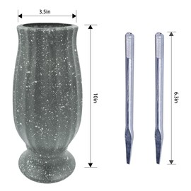 MYGDLUS Cemetery Vase, Plastic, Grave Decorations, Flower Holders with Metal Spikes&Drain Stopper, Gray