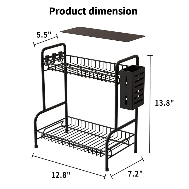 Bathroom Countertop Organizer With Toiletries Basket, 2 Tier Bathroom Counter