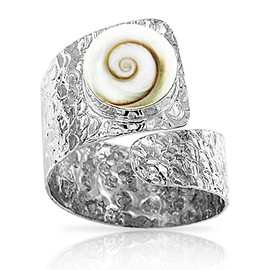 Planetys - 925 Hammered Sterling Silver Ring Eye of Saint Lucie - Santa Lucia - Oeil de Sainte Lucie - Shiva Eye - Size Adjustable, Sterling Silver, No Gemstone