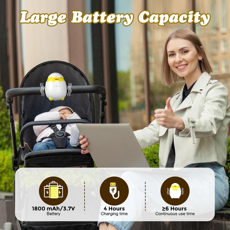 Rechargeable Baby Rocker for Strollers - 5 Vibration Speeds &