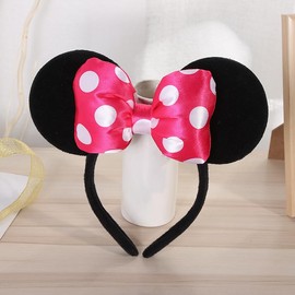 JORCEDI Big Bow Mouse Deluxe Ear headband For Adult Women Girls Cosplay Costume Celebration Party (Rose Red)