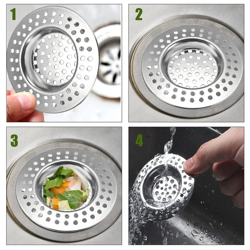 Stainless Steel Sink Filter, 2 Pcs Kitchen Sink Strainer Plug,