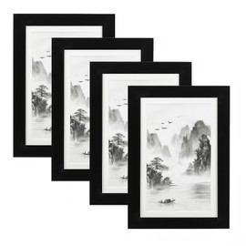 MUZHUPGUZ 4 Pcs 6x4 Photo Frames, Black Picture Frames 6x4 Inch Black Picture Frames for Wall Mount or Tabletop Portrait Landscape Photo Picture Postcard Frames Poster Frames
