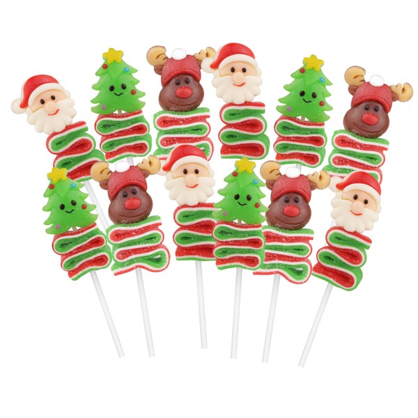 Sour Christmas Gummy Pops, Individually Wrapped Candy Skewers, Stocking Stuffer