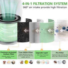 TR-8080 Replacement Filter, Compatible with Dreamegg TR-8080 Air Purifie-r, 4-in-1 H13 True HEPA Filter for Dreamegg TR8080 Filter, 2 Pack