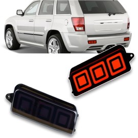 ULTRALTH Smoke LED Tail Lights Rear Bumper Brake Light Kit for 2005 2006 2007 2008 2009 2010 Jeep Grand Cherokee SRT8 | Tail Lamp Brake Fog Lamps | Rear Bumper Reflector Light Replacement