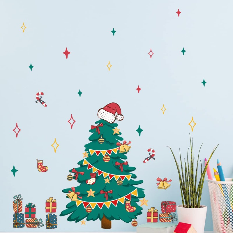 Condessacity Christmas Tree Wall Sticker Window Decor Window Treatment Christmas