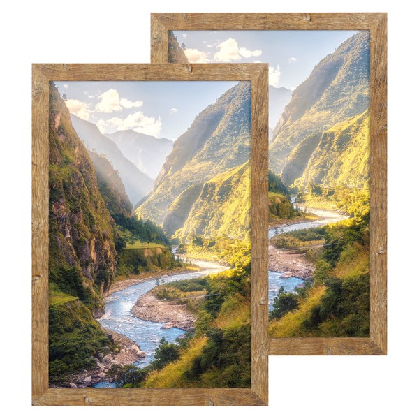 iRahmen 12x18 Frame Set of 2 with Plexiglass, Rustic Brown