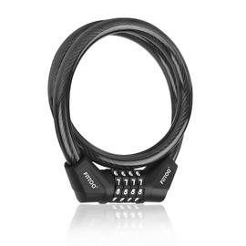 FITTOO Cable Lock 65CM, Combination Safety Code Cable Lock, Multiple Using Cable Lock, Black Color