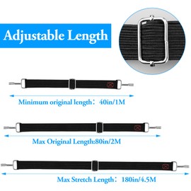 2 m Adjustable Bungee Cord with Hooks, 2 m Long Flat Tie Down Straps with Metal Hooks, Extra Strong Wide Rubber Cords, Luggage Tightener, Elastic Band, Rubber Expander Bicycle, Car Transport,