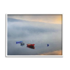 Stupell Industries Misty Lake Canoes Fog Scene Giclee Framed Wall Art, Design by Kim Curinga